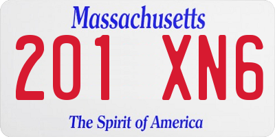 MA license plate 201XN6