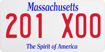 MA license plate 201XO0