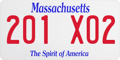 MA license plate 201XO2
