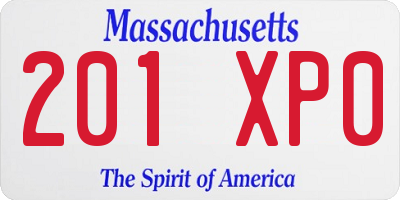 MA license plate 201XP0