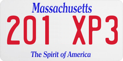 MA license plate 201XP3