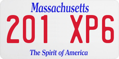 MA license plate 201XP6