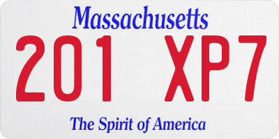 MA license plate 201XP7