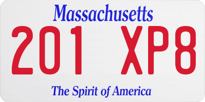 MA license plate 201XP8