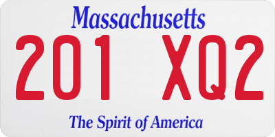 MA license plate 201XQ2
