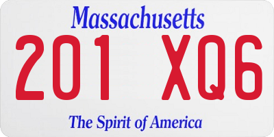 MA license plate 201XQ6