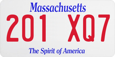 MA license plate 201XQ7