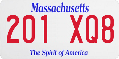 MA license plate 201XQ8