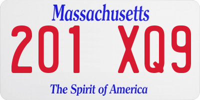 MA license plate 201XQ9