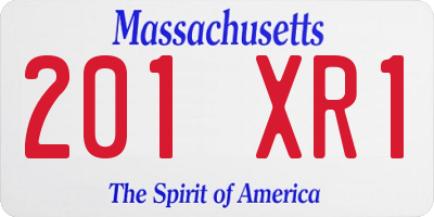 MA license plate 201XR1