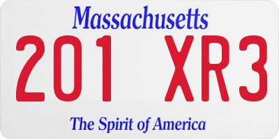 MA license plate 201XR3