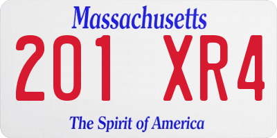 MA license plate 201XR4