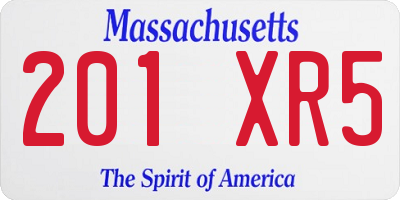 MA license plate 201XR5