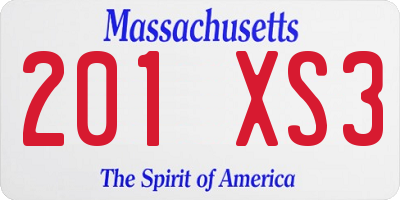 MA license plate 201XS3
