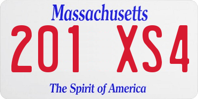 MA license plate 201XS4