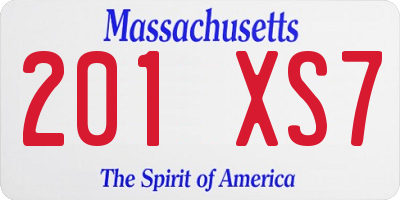 MA license plate 201XS7
