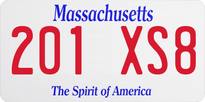 MA license plate 201XS8
