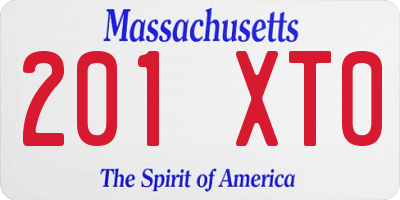 MA license plate 201XT0