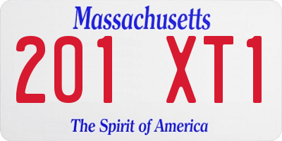 MA license plate 201XT1