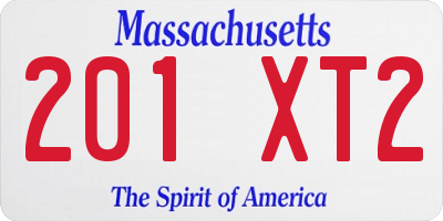 MA license plate 201XT2