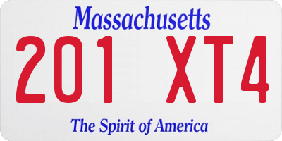 MA license plate 201XT4