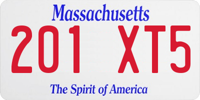 MA license plate 201XT5