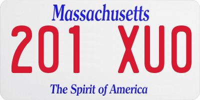 MA license plate 201XU0