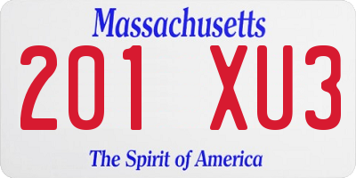 MA license plate 201XU3
