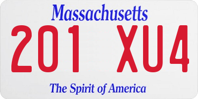 MA license plate 201XU4
