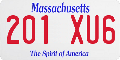 MA license plate 201XU6