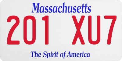 MA license plate 201XU7