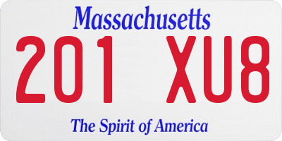 MA license plate 201XU8