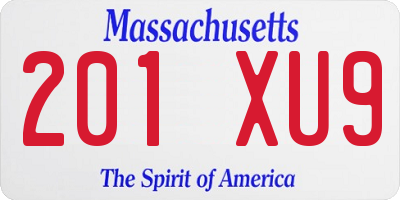 MA license plate 201XU9
