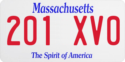 MA license plate 201XV0