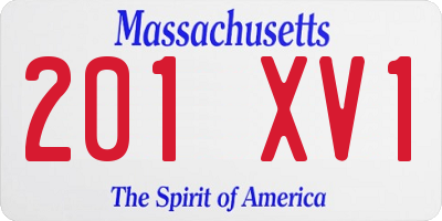 MA license plate 201XV1