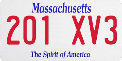 MA license plate 201XV3