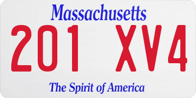 MA license plate 201XV4