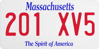 MA license plate 201XV5