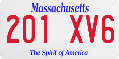 MA license plate 201XV6
