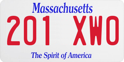 MA license plate 201XW0