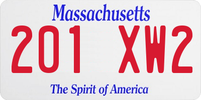 MA license plate 201XW2