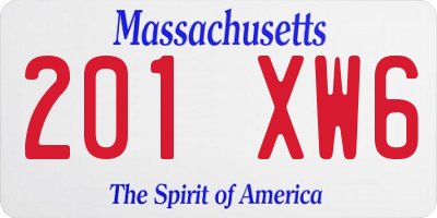 MA license plate 201XW6