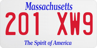 MA license plate 201XW9
