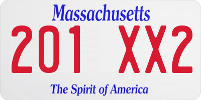 MA license plate 201XX2