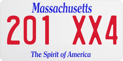 MA license plate 201XX4
