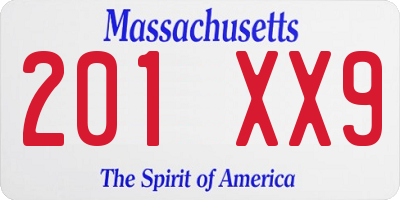 MA license plate 201XX9