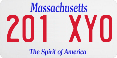 MA license plate 201XY0