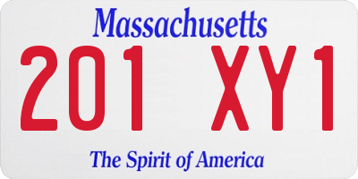 MA license plate 201XY1