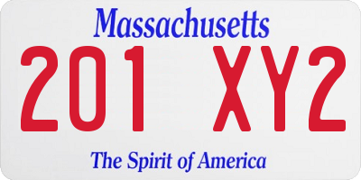 MA license plate 201XY2