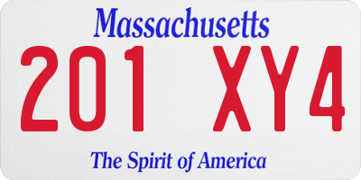 MA license plate 201XY4